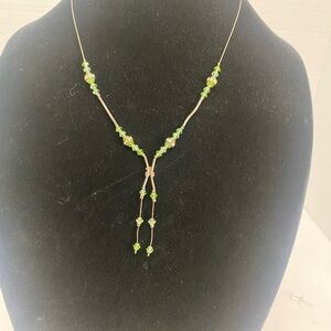 Vintage Peridot Gemstone Beaded Lariat Necklace